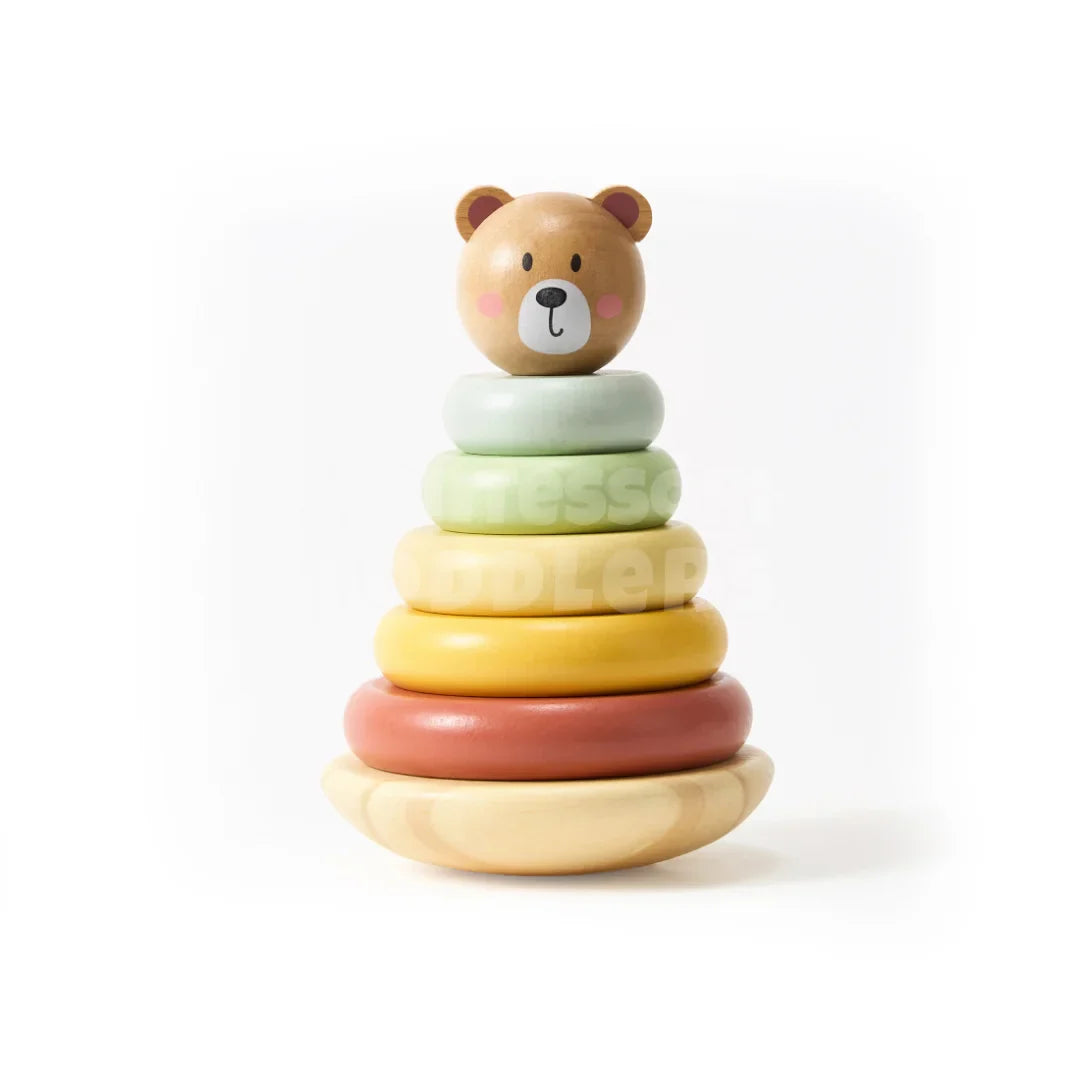 Toddlers Wooden Bear Tower - Stapl, leg og lær