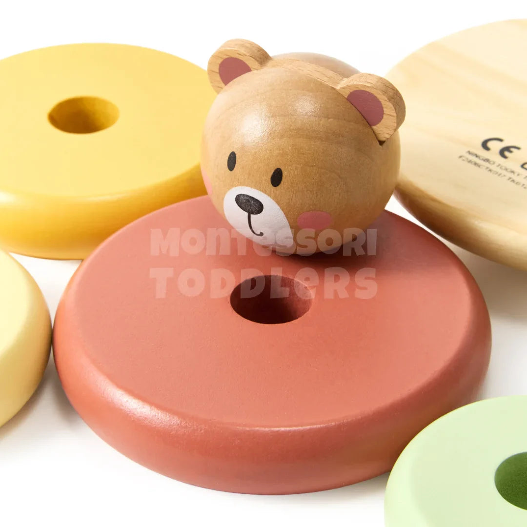 Toddlers Wooden Bear Tower - Stapl, leg og lær